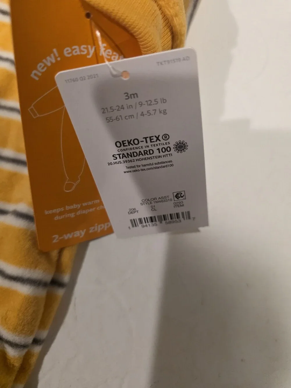 Yellow Striped Lion Footed Baby One-Piece Size 3 Months
